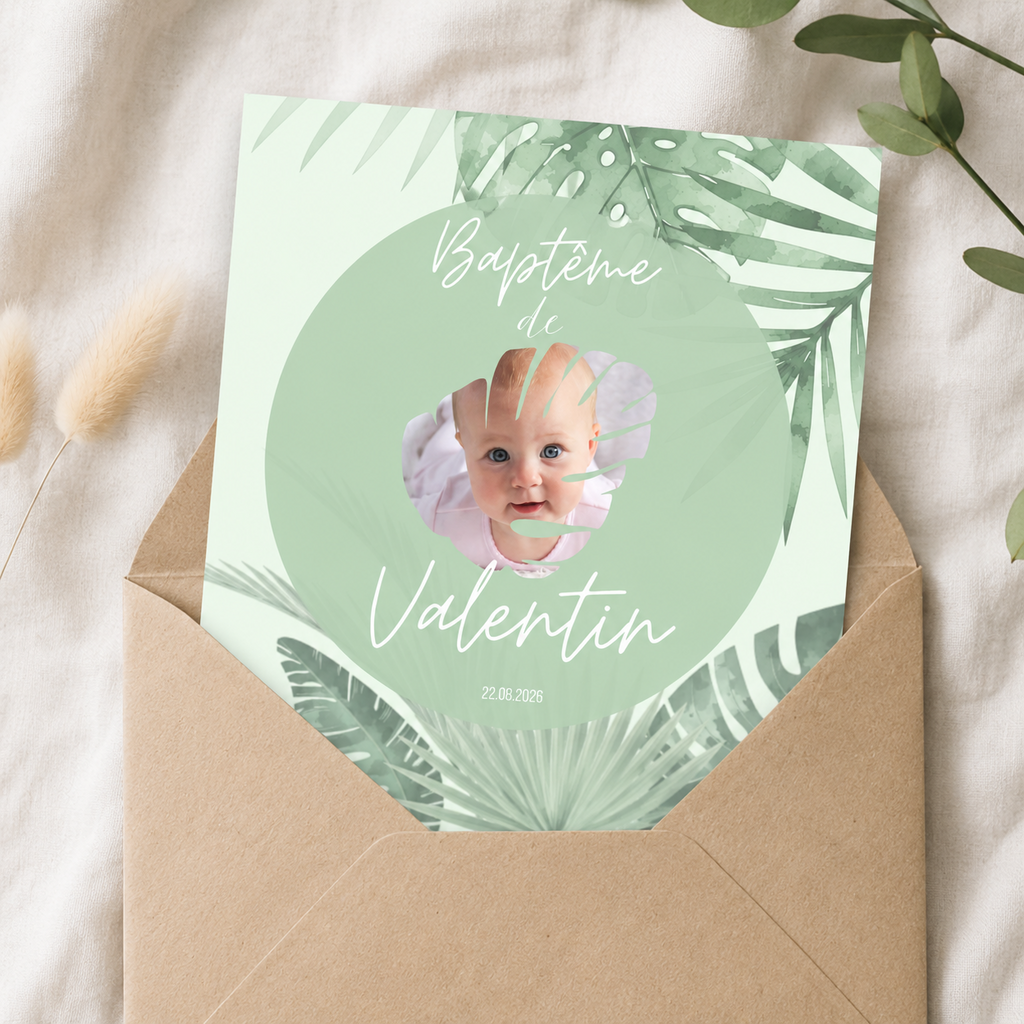 Taufeinladung – Blätter + BONUS